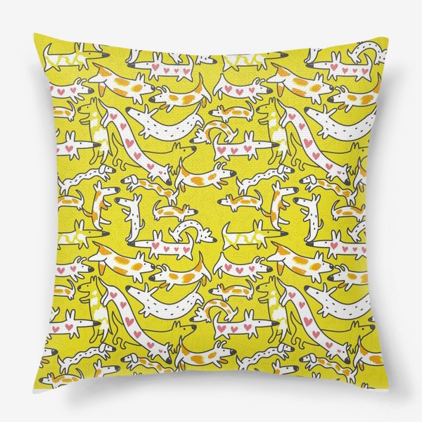 Подушка «Собачки на желтом»