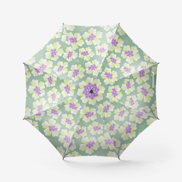 Зонт «Цветочный узор на зеленом фоне»