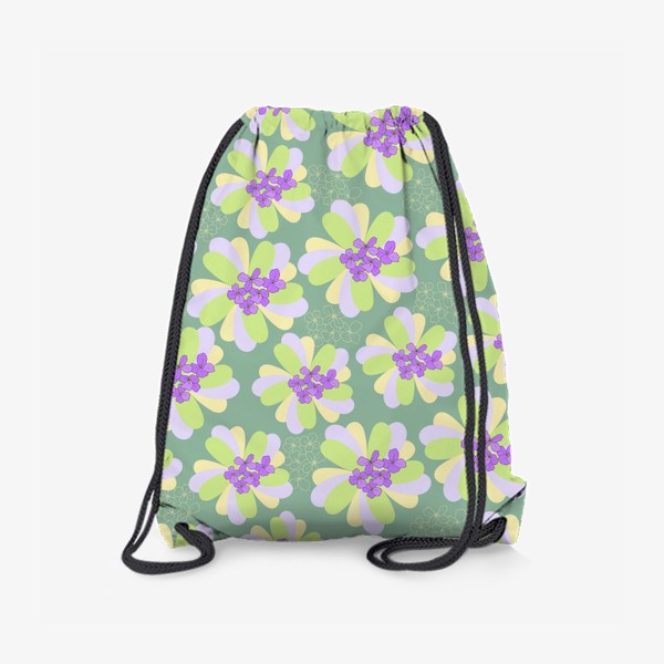 Рюкзак «Цветочный узор на зеленом фоне»