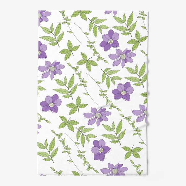 Полотенце «Узор с фиолетовыми цвеми»