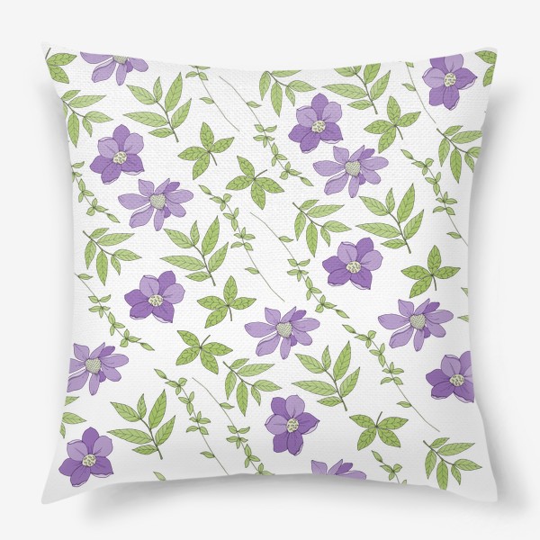 Подушка «Узор с фиолетовыми цвеми»