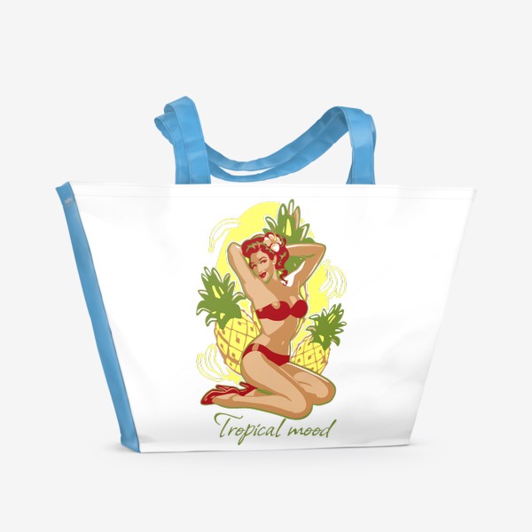 Пляжная сумка «Тропическое настроение. Пинап девушка»
