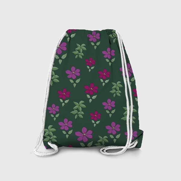 Рюкзак «Красные цветы на зеленом фоне»
