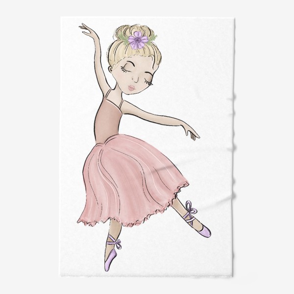 Полотенце «Принт балерина в розовом платье»