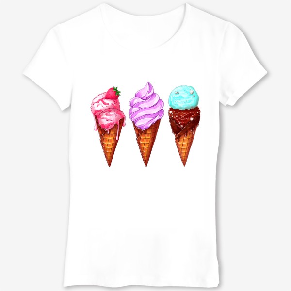 Футболка &laquo;Три мороженки. Мороженое в рожках. Летнее настроение&raquo;