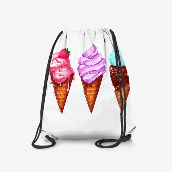 Рюкзак «Три мороженки. Мороженое в рожках. Летнее настроение»
