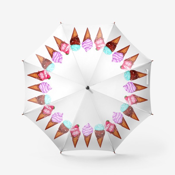 Зонт «Три мороженки. Мороженое в рожках. Летнее настроение»