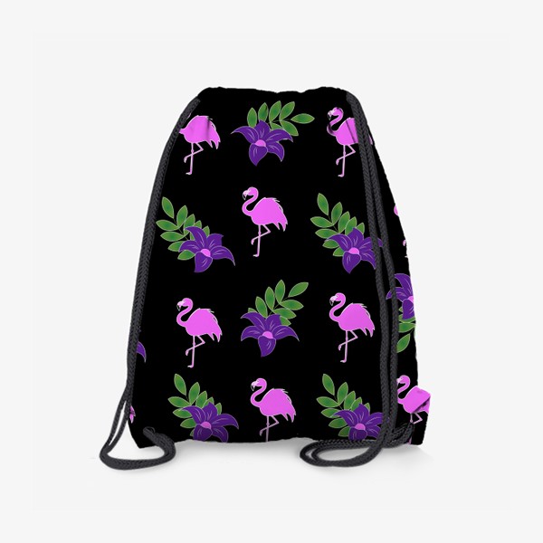 Рюкзак «Розовый фламинго на темном фоне»