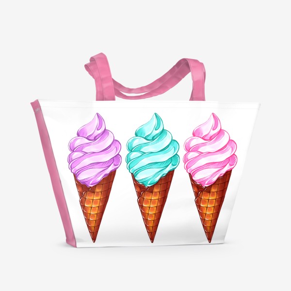 Пляжная сумка «Мороженое. Три мороженки. Летнее настроение»