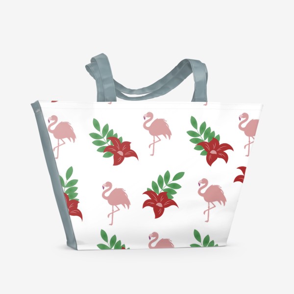 Пляжная сумка «Розовый фламинго на светлом фоне»