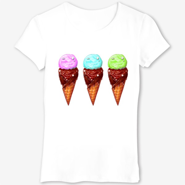 Футболка &laquo;Мороженое в рожках. Три мороженки. Летнее настроение &raquo;