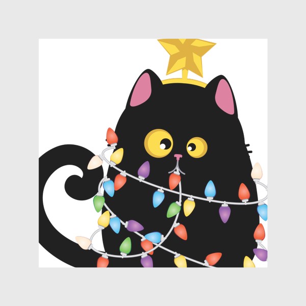 Скатерть «Черный кот с гирляндой»