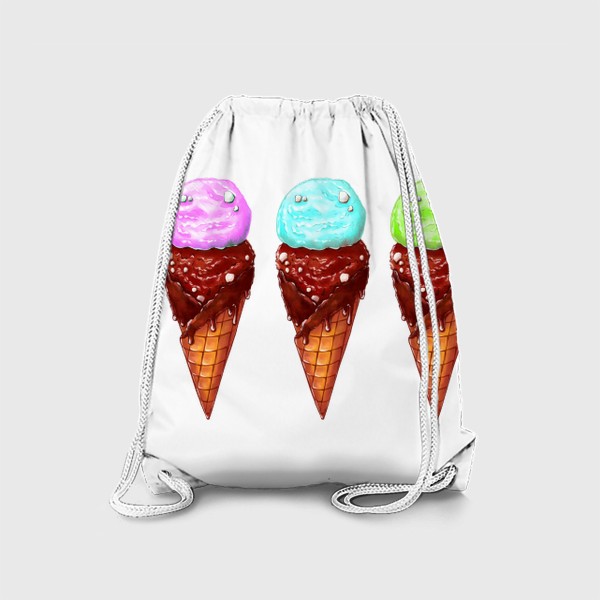 Рюкзак «Мороженое в рожках. Три мороженки. Летнее настроение »