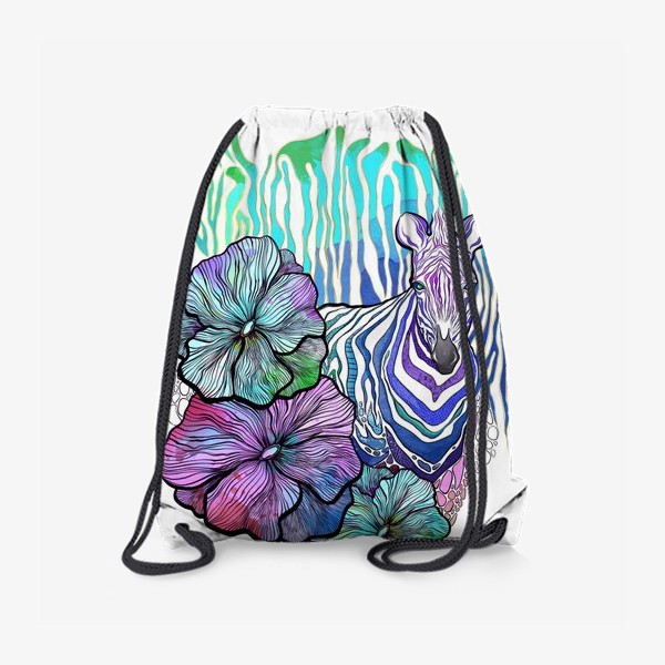 Рюкзак «Зебра в цветах акварель»