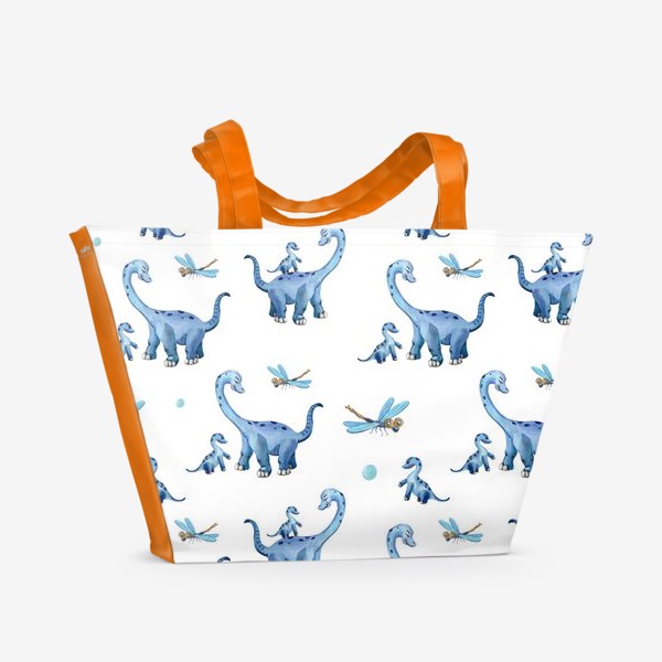Пляжная сумка «Голубой динозавр и стрекоза»