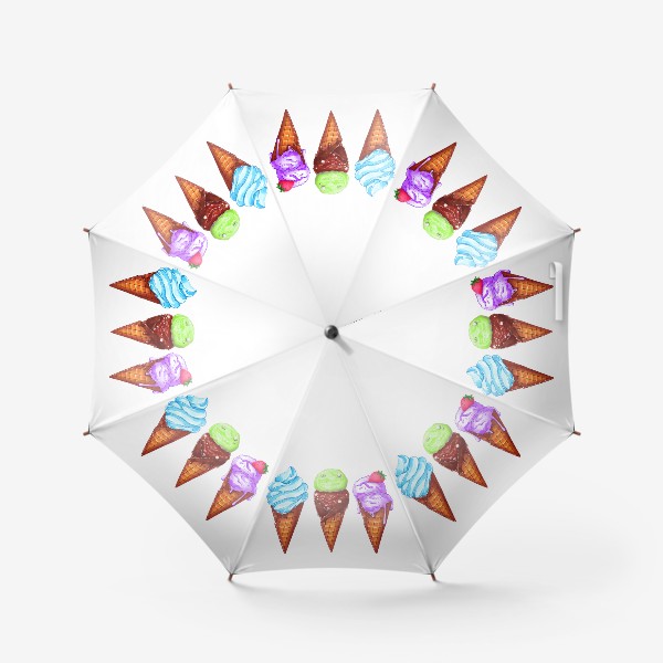 Зонт «Мороженое в рожках. Летнее настроение. Цветные мороженки»