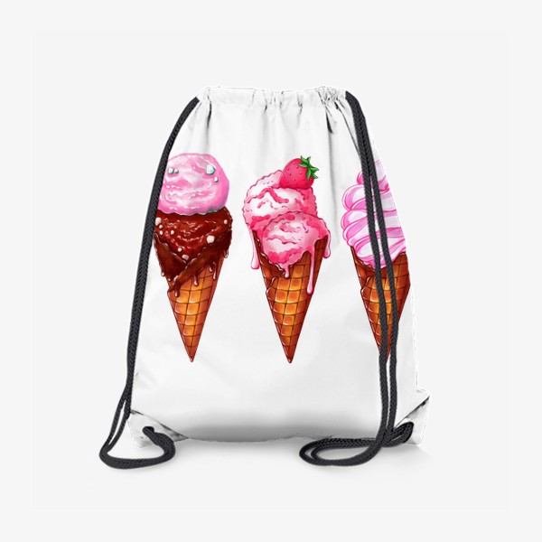 Рюкзак «Три розовые мороженки. Мороженое в рожках. Летнее настроение »