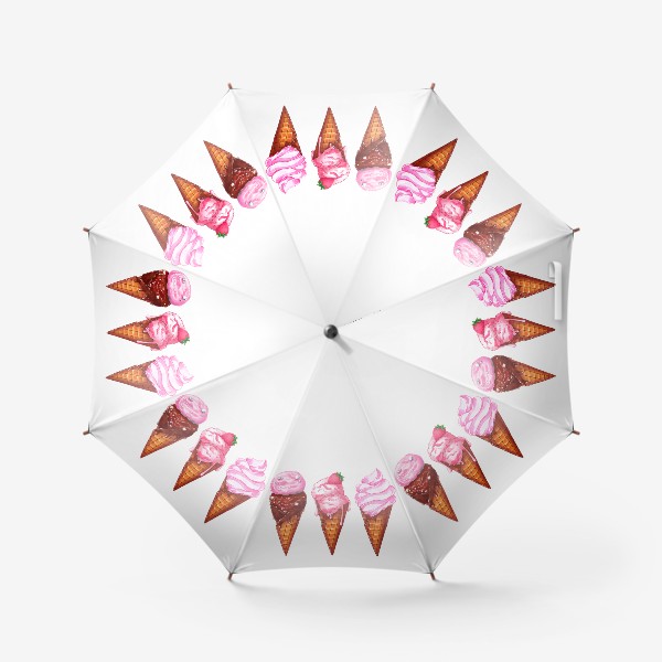Зонт «Три розовые мороженки. Мороженое в рожках. Летнее настроение »