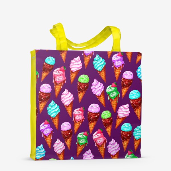 Сумка-шоппер «Мороженое на фиолетовом фоне»