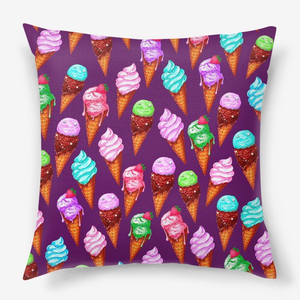 Подушка «Мороженое на фиолетовом фоне»