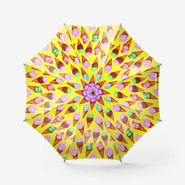 Зонт «Мороженое на желтом фоне. Мороженки в рожках»