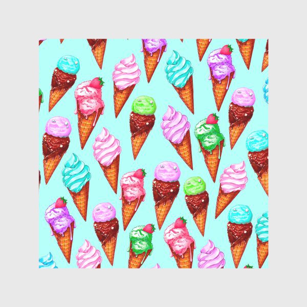 Скатерть «Мороженое на мятном фоне. Мороженки в рожках»