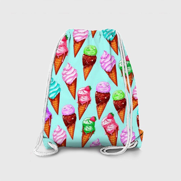 Рюкзак «Мороженое на мятном фоне. Мороженки в рожках»
