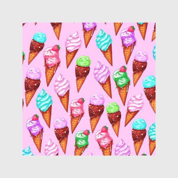 Скатерть «Мороженое на розовом фоне. Мороженки в рожках»