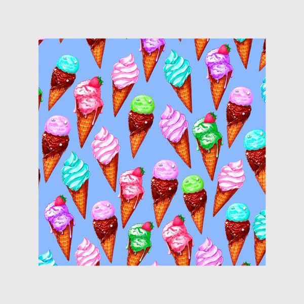 Шторы «Мороженое на голубом фоне. Мороженки в рожках»