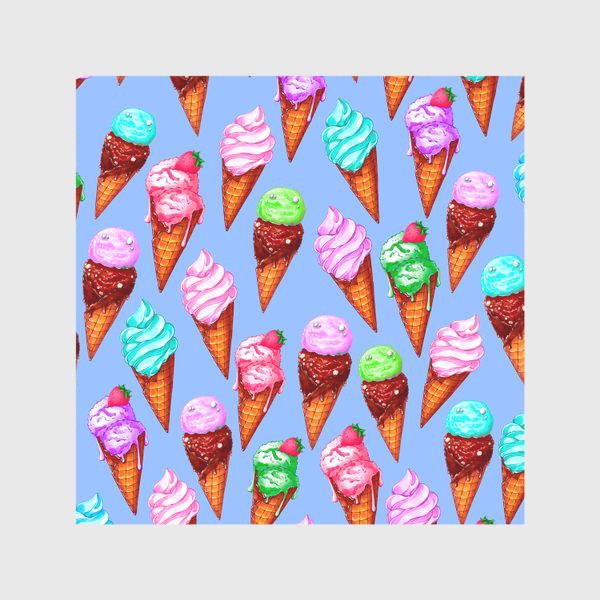 Скатерть «Мороженое на голубом фоне. Мороженки в рожках»