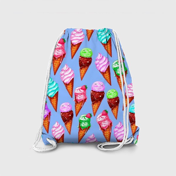Рюкзак «Мороженое на голубом фоне. Мороженки в рожках»