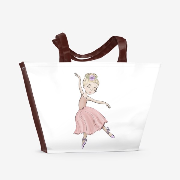 Пляжная сумка «Принт балерина в розовом платье»