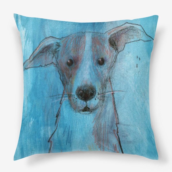 Подушка «Пес на голубом фоне»