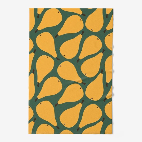 Полотенце «Желтые абстрактные груши на темно-зеленом»