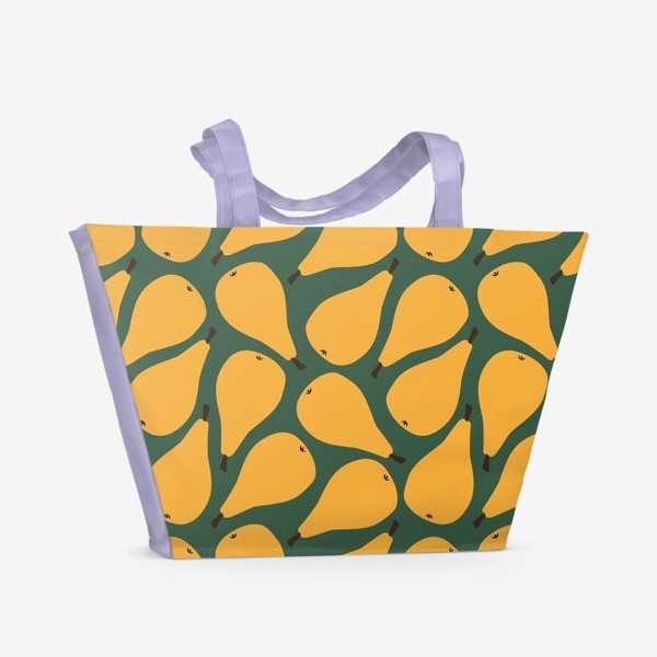 Пляжная сумка &laquo;Желтые абстрактные груши на темно-зеленом&raquo;