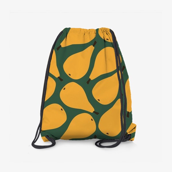 Рюкзак «Желтые абстрактные груши на темно-зеленом»