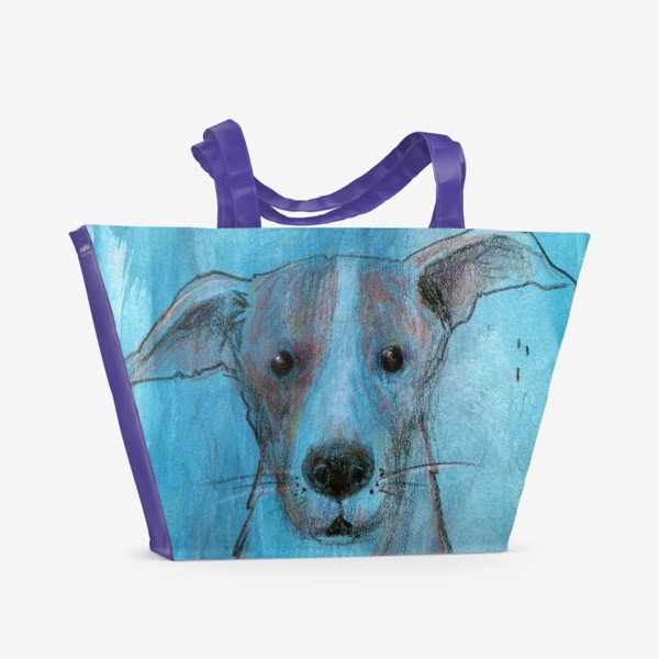 Пляжная сумка «Пес на голубом фоне»
