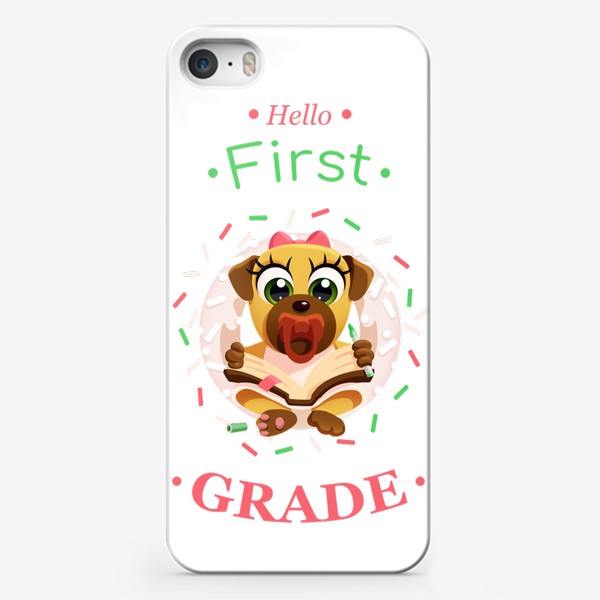 Чехол iPhone «Привет 1 класс / Собака мопс»