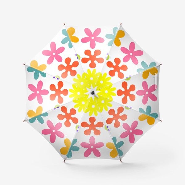 Зонт «Хиппи цветы. Groovy flowers. Цветочки. Летний принт»