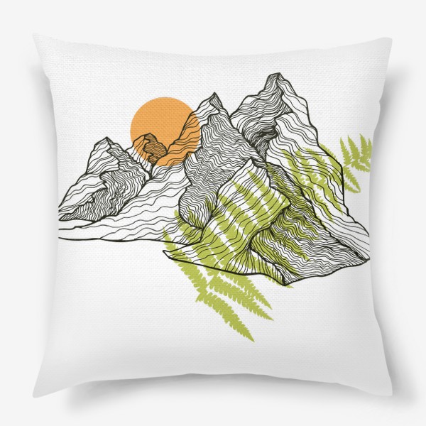 Подушка «Горы, солнце и папоротник»