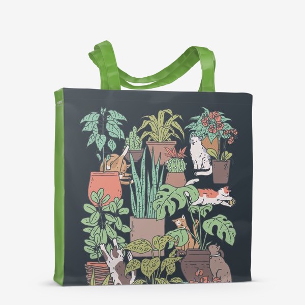 Сумка-шоппер «Комнатные растения и коты»