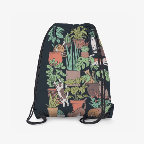 Рюкзак «Комнатные растения и коты»