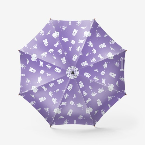 Зонт «Много котиков на сиреневом »