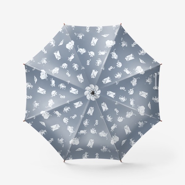 Зонт «Много котиков на сером фоне»