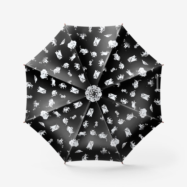 Зонт «Много котиков на черном»