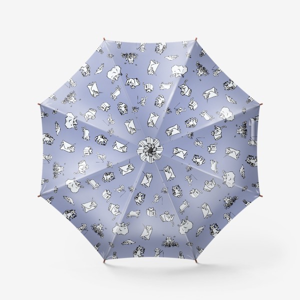 Зонт «Много котиков на голубом фоне»