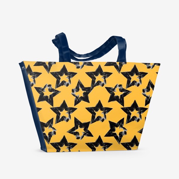 Пляжная сумка «Угольные звёзды на желтом фоне»