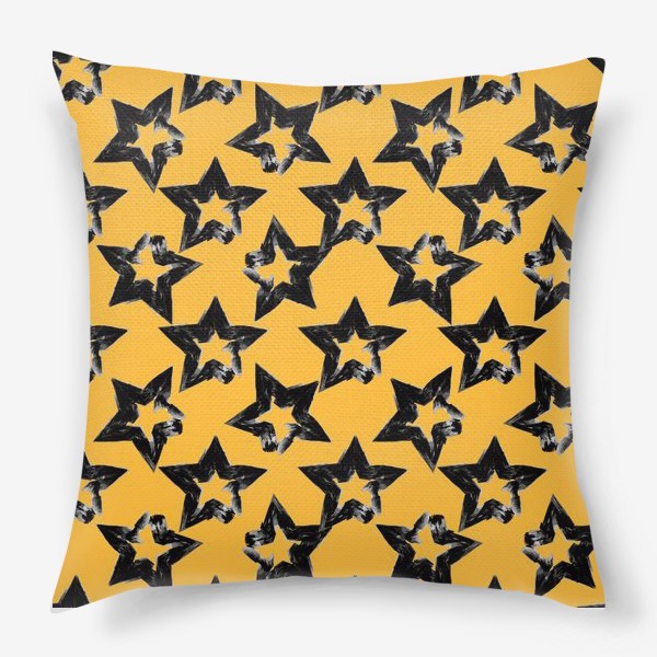 Подушка «Угольные звёзды на желтом фоне»