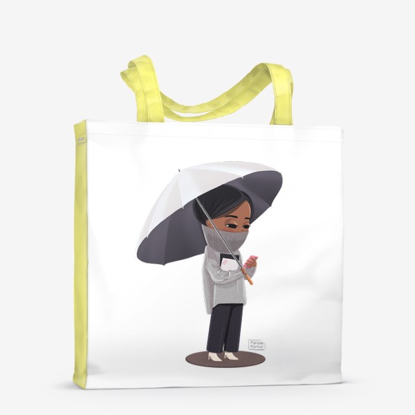Сумка-шоппер «Девушка с телефоном под зонтом»