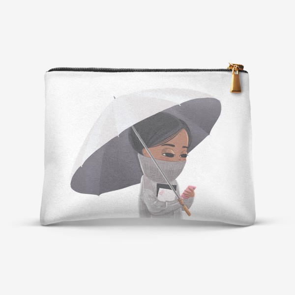 Косметичка «Девушка с телефоном под зонтом»